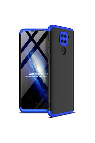 Xiaomi Redmi Note 9 Kılıf Zore Ays Kapak Siyah-Mavi