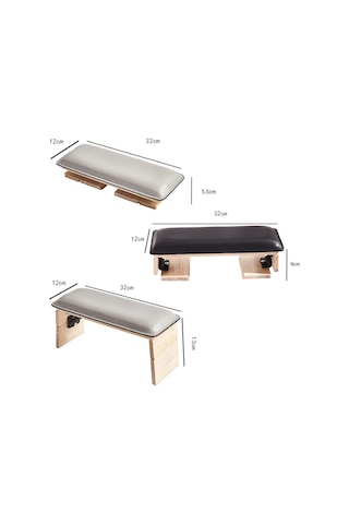 Yifomall Deri Masa Üstü Manikür Yastığı, Katlanabilir, 3 Seviyeli Ahşap Tasarım, Beyaz Renk