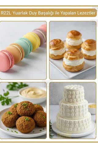 R22l Büyük Yuvarlak Krema Duyu Cupcake, Pasta Ve Dolgu Uygulamaları İçin Süsleme Ucu Metalik Gri