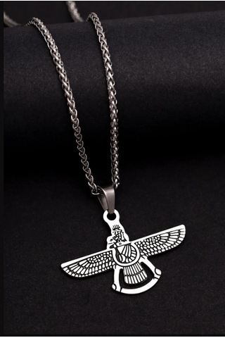 Osmanlı Gümüş Ahura Mazda Model Çelik Kolye