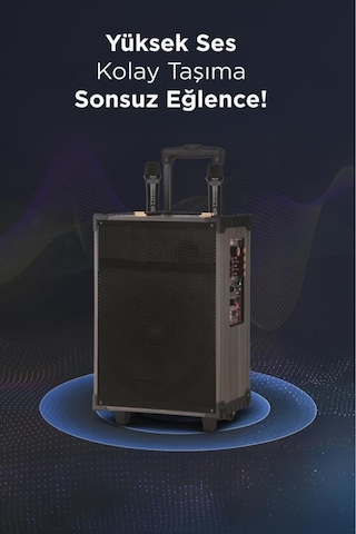 D46 Kahverengi Usb, Tf, Bt, Tws, Fm Çift Mikrofonlu Hoparlör Parti Speaker