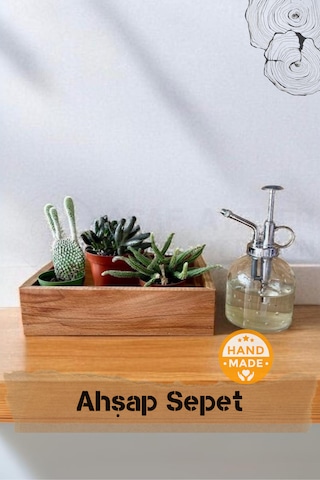 El Yapımı Gürgen Ağacı Ahşap Sepet & Ahşap Kasa 22 X 15 Cm