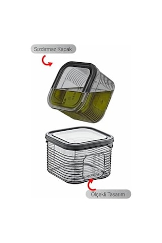 Erzak Saklama Kabı Sızdırmaz Kapak6&apos Lı Set Füme - Ölçü Kabı Hediyeli