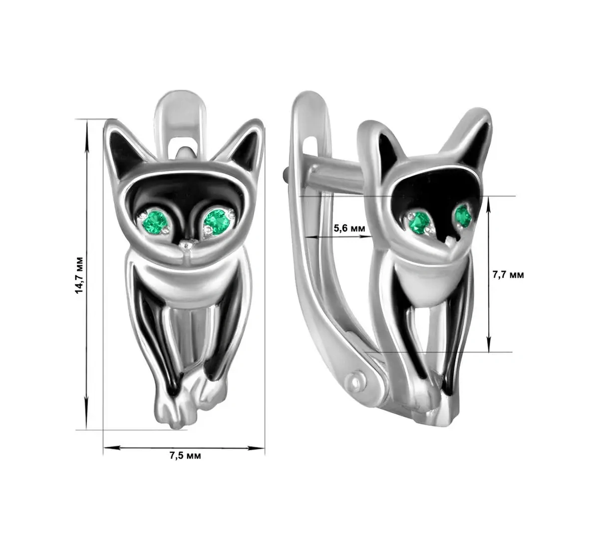 Zolotoj Merkurij Çocuklar İçin Kedi Küpe Seti Gümüş 46677005 Diğer