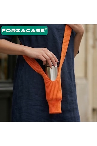 Forzacase 80 Cm Örgü 500ml Termos Suluk Taşıma Çantası Çapraz Termos Askısı - Fc1178 Siyah