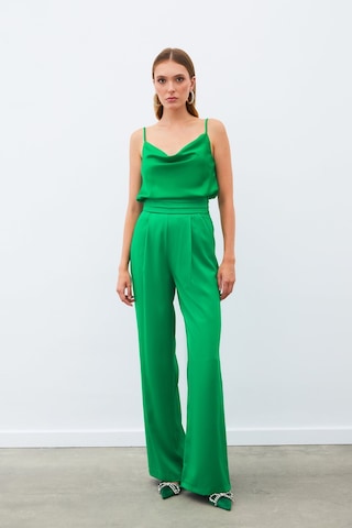 Sateen Cepli Salaş Saten Pantolon - Yeşil
