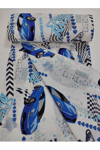 Ranforce Metrelik, Nevresimlik Kumaş - 100x240 Yarış Arabası