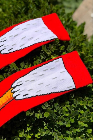 Lousocks Unisex Horoz Ayağı Renkli Soket Çorap Kırmızı