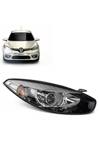 Renault Fluence 2013-2016 Siyah Çerçeveli Mercekli Sağ Ön Far 1 Adet