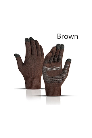 1 Çift Erkek Kalın Örme Eldiven Telefon Ekranı Kış Sonbahar Sıcak Yün Kaşmir Düz Renk Eldiven Erkek Eldiven İş Eldivenleri D-coff