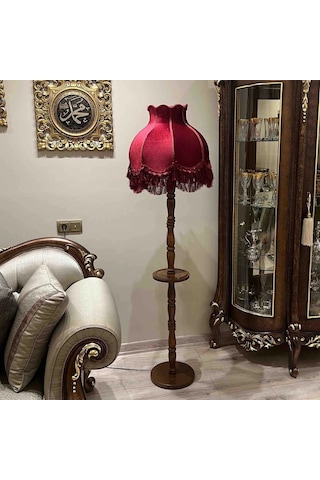 Bordo Sehpalı Vintage Lambader 170x45cm Bordo