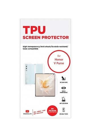 Honor V Purse Ön, Arka Ve Yan 360 Derece Tam Kaplama Tpu Film