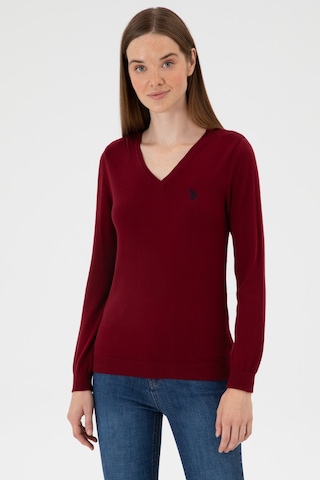 U.S. Polo Assn. Kadın Bordo V Yaka Basic Kazak 50313590-VR014