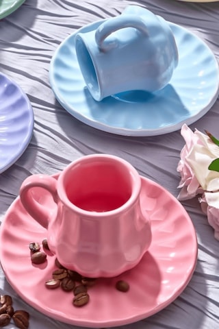 Renkli 6 Lı Kahve Fincanı Takımı - Şık Modern Tasarım Hediyelik Renkli