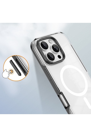 Apple Uyumlu iPhone 16 Pro Max Kılıf M-safe Şarj Özellikli Çıkarılabilir Arka Yüzeyli Zore Polar Kapak Siyah
