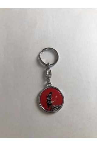 Bd Tekstil Kemal Atatürk Ve Türk Bayrağı Tasarım Kırmızı Renkli Anahtarlık