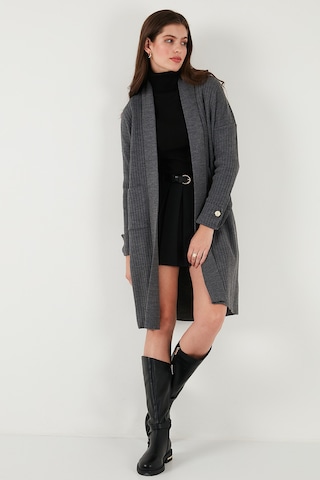 Lela % 100 Akrilik Triko Örme Uzun Bayan Hırka 4615212 Antrasit