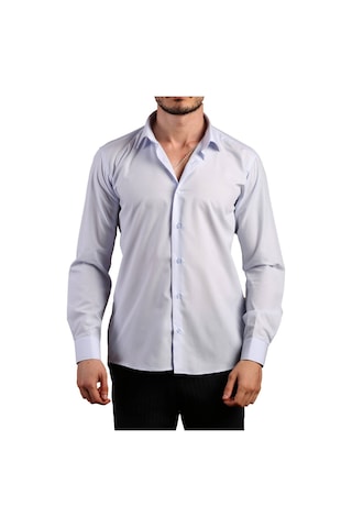 Dicotto Açık Mavi Dar Kesim Slim Fit Uzun Kol Düz Renk Erkek Gömlek - 151-3 001
