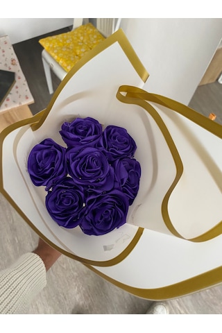 7'li Solmayan Lacivert Gül Buketi Lacivert