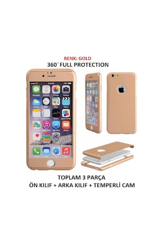 Apple Uyumlu iPhone X Kilif 360° Derece Tam Koruma / 3 Parça 223074806 - Renk Seçiniz / Rose Gold