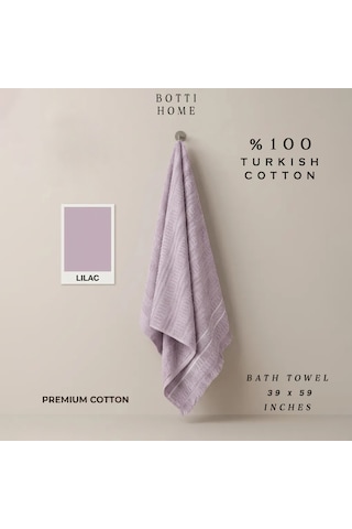 Botti Home %100 Pamuk Jakarlı Banyo Havlusu 100 X 150 Cm Çeyizlik Yumuşak Dokulu Havlu Lila