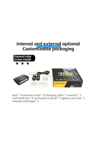 Boatshop1 Ynf Güneş Lastik Basınç İzleme Sistemi Siyah Dört Sensörlü Gerçek Zamanlı Basınç Sıcaklık Okuma