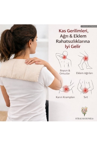 Strauss Home Çavdar Yastığı 800g Çıkarılabilir & Yıkanabilir Kılıf %100 Doğal Çavdar Dolgu Isı Ve Soğuk Terapisi Ekru