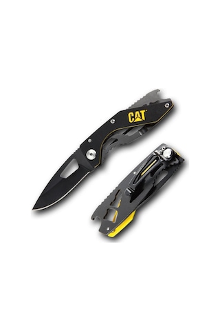Cat Da980267 Kemer Askı Kancalı Şişe Açacaklı Katlanabilir 16cm Paslanmaz Çelik Siyah Kamp Çakısı