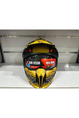 Mt Helmets Streetfıghter Sv Aztec B3 Motosiket Kaskı Sarı - Siyah