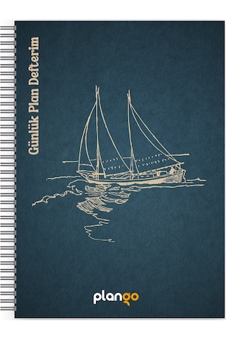 Gemi Spiralli Günlük Planlama Defteri - 100 Sayfa - 17x24 Planlayıcı Defter Beyaz - Mor