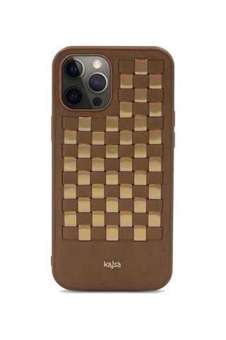 Kajsa Apple Uyumlu iPhone 12 Pro Max Kılıf Kajsa Preppie Serisi Spotlight Woven Kapak ZORE-218985