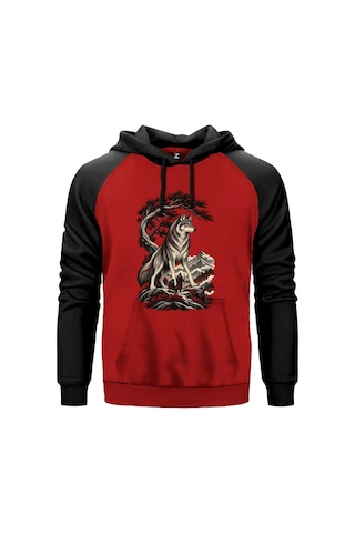 Koruyucu Bozkurt Gri Renk Reglan Kol Sweatshirt Kapşonlu