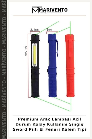Premium Araç Lambası Acil Durum Kolay Kullanım Single Sword Pilli El Feneri Kalem Tipi