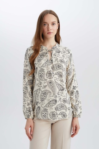 DeFacto Regular Fit Bağcıklı Yaka Desenli Uzun Kollu Bluz N1809AZ25SPBK81
