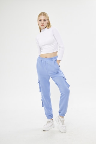 Unisex Regular Cepli Kargo Pantolon - Eşofman Altı Mavi