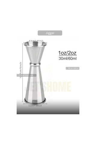 Jet's Home Jigger Çift Taraflı Bar Ölçeği Paslanmaz Kokteyl Ölçeği Barmen Ölçü Kabı Çelik 30/60 Cc