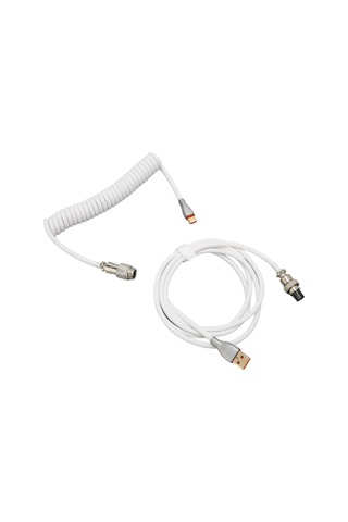 Springsun Mekanik Klavye İçin Çift Kılıflı Usb-c To Usb-a Kablosu, Hızlı Şarj Ve Geniş Uyumlu, Gömülü Metal Pilota Ve Kilitleme Yüzüğü - Beyaz