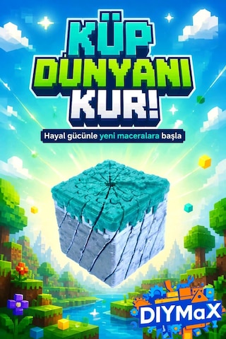 Voksel Fidget Çim Küp 3.5cm Pixel Art Kaydırmalı Stres Oyuncağı El Oyuncağı - Gri