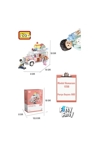Loz Mini Block Serisi Food Truck/yemek Kamyonu -lz1738 582 Parça Oyuncak Yapım Seti