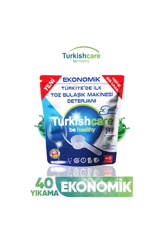 Turkishcare Ekonomik Hepsi Bir Arada Bulaşık Makinesi Tablet Deterjanı Toz 40 Yıkama
