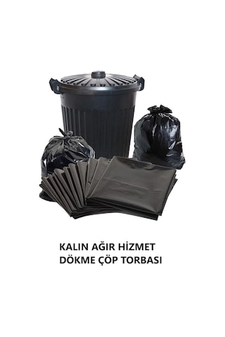 10 Kg Kalın Dökme Çöp Torbası 80x110 Cm Ağır Hizmet Çöp Poşeti Jumbo Boy Siyah Renkli