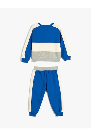Koton Eşofman Takımı Uzun Kollu Pamuklu Sweatshirt Ve Eşofman Altı Şardonlu Mavi 5wmb10019tk Mavi