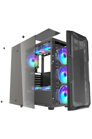 Zoko Aquarius 4x12 CM Argb Fan Mesh Panel Temperli ATX Bilgisayar Kasası