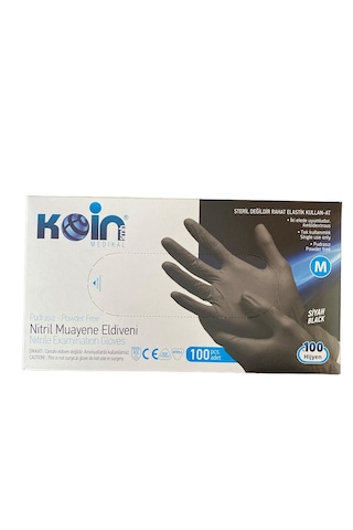 Koinsmh Pudrasız Nitril Muayene Eldiveni Siyah 100'lü