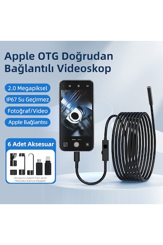 Endoskop 20mp Ip67 - 5 Metre Kablolu Led Aydınlatmalı - Android/ios Uyumlu - Siyah