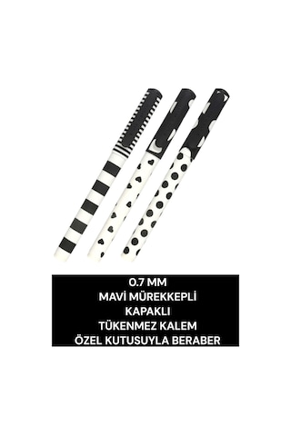 0.7 Mm Mavi Mürekkepli Kapaklı Tükenmez Kalem Özel Kutusuyla Beraber Siyah