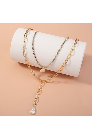 Chavin 2 Katmanlı Antik Para Gold Alloy Kadın Zincir Kolye En27 Altın