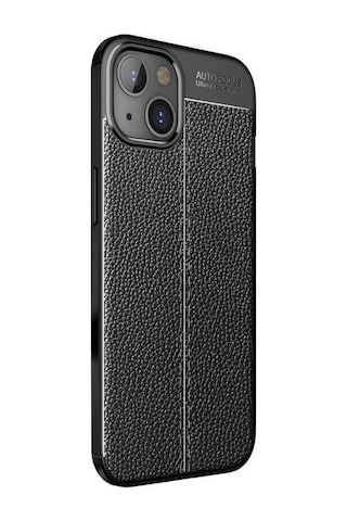 Apple Uyumlu iPhone 15 Ultra Darbe Emici Kamera Korumalı Deri Desenli Silikon Kılıf - Siyah