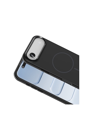 Apple Uyumlu iOS İphone 17 Air Kılıf M-safe Şarj Özellikli Kaymaz Silikon Edi Kapak Siyah