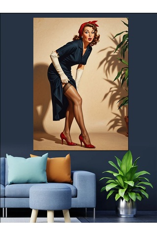 Ahşap Tablo Pin-up Kadın Seksi Poz Ünlü Tabloları